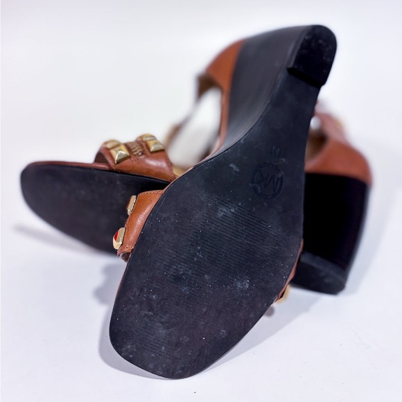 MICHAEL KORS Brown leather sandals with gold studs - Picture 9 of 9